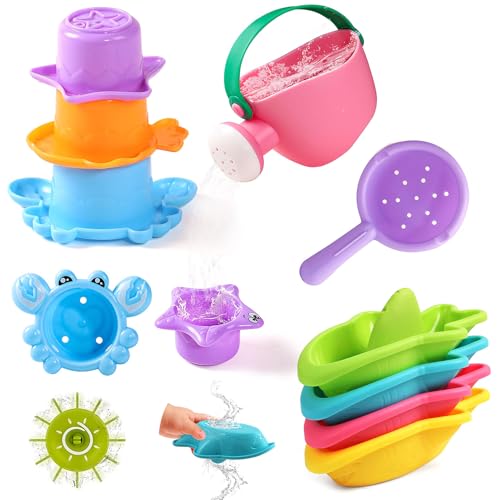 Badewannenspielzeug, 10er Set Badespielzeug Baby ab 1 2 3 4 Jahr, Schimmel-resistes Wasserspielzeug Kinder Set BPA-freien, Pool Spielzeug, für Kinder Baby (B) von Vartegas