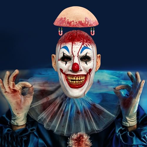 Halloween Masken Horror, Grusel Maske Joker mit Magnetisch-abnehmbar Kopfhaut, Lächelnder Horror Clown Kostüm Maske, Halloweenmaske, für Halloween Karneval Party Kostüm Cosplay (A) von Vartegas