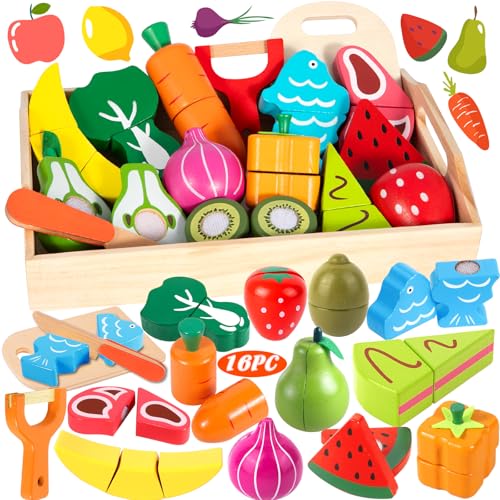 Vautvis 15 PCS Kinderküche Zubehör Kinder Holz Vautvis 15 PCS Kinderküche Zubehör Kinder Holz von Vautvis