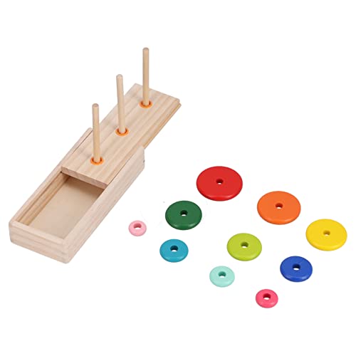 VBESTLIFE Turm von Hanoi, 10-Ringe-Puzzle aus Holz, Logikspielzeug mit Aufbewahrungsbox, Logikpuzzle, Denksport, Intellektuelles Spielzeug für Kinder von VBESTLIFE