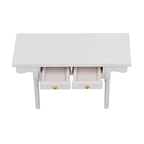 VBESTLIFE 1:12 Puppenhaus Schreibtisch Holz Modern Miniatur Tisch Mini Schreibtisch Spielzeug MöBel Dekoration (Weiß) von VBESTLIFE