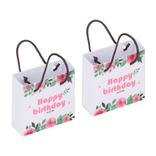Vcedas Mini-Geschenktüten, Simulation 1/12 Skalierter Buchstaben-Blumendruck, Miniatur-Geschenktüte mit Griffen für Puppenhaus, 2 Stück (N) von Vcedas