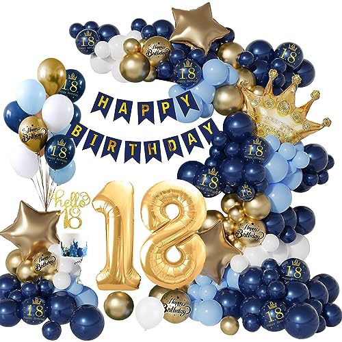 18 Geburtstag Deko Junge, Geburtstagsdeko 18 Mädchen, Marineblaues Gold Luftballon,Happy Birthday Banner, Deko 18. Geburtstag Ballon für Frauen Mann 18 Dekorationen 18 Geburtstag Deko Junge, Geburtstagsdeko 18 Mädchen, Marineblaues Gold Luftballon,Happy Birthday Banner, Deko 18. Geburtstag Ballon für Frauen Mann 18 Dekorationen von Vcumter