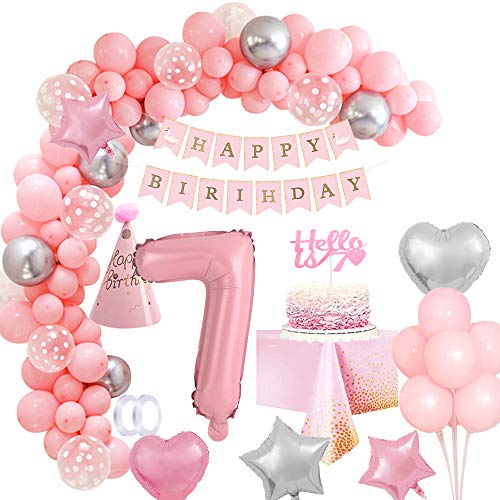 7.Geburtstag Mädchen Rosa Geburtstagsdeko 7Jahr Mädchen, Luftballon Geburtstag Mädchen 7 Deko Happy Birthday Girlande Dekoration Rosa Ballon 7 Folienballon für Mädchen 7.Geburtstag Mehrweg 7.Geburtstag Mädchen Rosa Geburtstagsdeko 7Jahr Mädchen, Luftballon Geburtstag Mädchen 7 Deko Happy Birthday Girlande Dekoration Rosa Ballon 7 Folienballon für Mädchen 7.Geburtstag Mehrweg von Vcumter