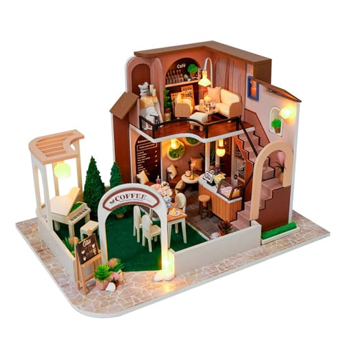 Handgefertigtes Holz Winzig House Kits Café Shop Handcrafts Miniaturhaus Set Mit Möbeln Und LED Licht Für Erwachsene Und Teenager Handgefertigtes Holz Winzig House Kits Café Shop Handcrafts Miniaturhaus Set Mit Möbeln Und LED Licht Für Erwachsene Und Teenager von Vdaxvme