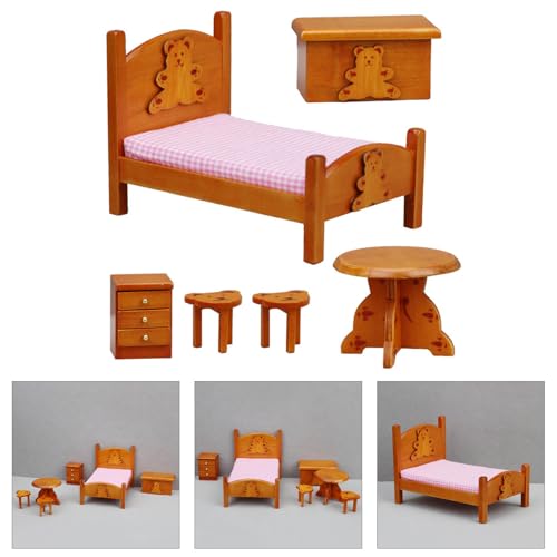 Miniaturpuppenhäuser Tischstuhl Bettmöbel Set Realistic Schlafzimmer Accessoires Für Kreatives Spiel Und Sammler Miniaturpuppenhäuser Tischstuhl Bettmöbel Set Realistic Schlafzimmer Accessoires Für Kreatives Spiel Und Sammler von Vdaxvme