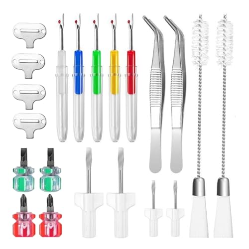 Professionelles Nähmaschinen-Reparaturwerkzeug mit Pinzette, doppelseitige Bürsten, Nahttrenner, Kreuz-/Schlitzschraubendreher Professionelles Nähmaschinen-Reparaturwerkzeug mit Pinzette, doppelseitige Bürsten, Nahttrenner, Kreuz-/Schlitzschraubendreher von Vdaxvme