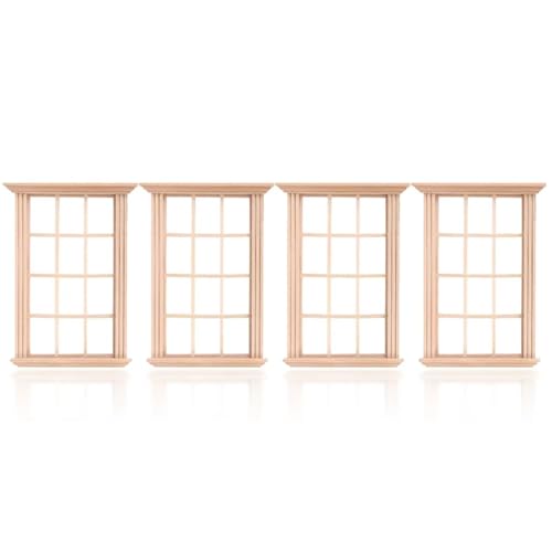 Set Von 4 Robusten Holzpuppenhouses Fenster 1 12 Skala Miniatur Kindermodelle Zubehör Für Haus Und Bürodekoration Set Von 4 Robusten Holzpuppenhouses Fenster 1 12 Skala Miniatur Kindermodelle Zubehör Für Haus Und Bürodekoration von Vdaxvme