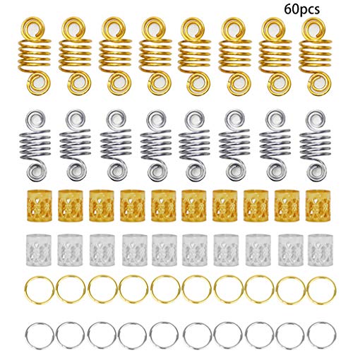 Vdaxvme 60 Stück Legierung Haarspule Dreadlocks Zopf Ringe Metall Manschetten Gold Silber gedreht Vdaxvme 60 Stück Legierung Haarspule Dreadlocks Zopf Ringe Metall Manschetten Gold Silber gedreht von Vdaxvme