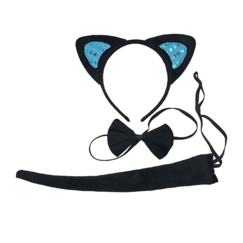 Vdaxvme Pailletten-Ohren, Stirnband, Halsband, Schwanz, Tierohren, Haarreif für Kinder, zeigt Kätzchen, Tierhaarbänder, Cartoon-Kostüm Vdaxvme Pailletten-Ohren, Stirnband, Halsband, Schwanz, Tierohren, Haarreif für Kinder, zeigt Kätzchen, Tierhaarbänder, Cartoon-Kostüm von Vdaxvme
