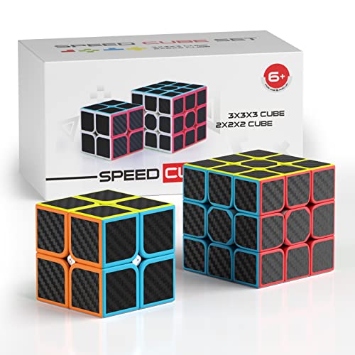 Vdealen Speed Cube Set Speed Cube von 2x2 3x3 Speed Cube Original, Kohlefaser-Aufkleber Magic Cube für Anfänger und Fortgeschrittene, Geschenk für Kinder Teenager Erwachsene von Vdealen