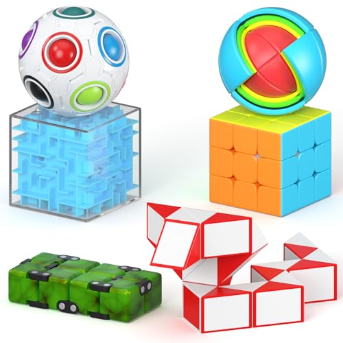 Vdealen 3D-Puzzle mit 3x3 Zauberwürfel, Labyrinth-Box, Regenbogen-Puzzleball, Weisheitsball, Schlangenwürfel, Infinity-Würfel, IQ-Spiele für Kinder Teenager Erwachsene von Vdealen