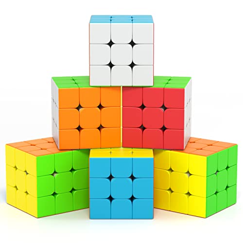 Vdealen Zauberwürfel Set Speed Cube von 3x3 Zauberwürfel Original, Glattes Stickerless Magic Cube Würfel Puzzle, Party Puzzle Geschenk für Kinder Teenager Erwachsene(6er Pack) von Vdealen