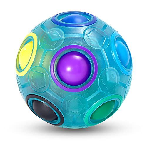 Vdealen Regenbogenball Magischer Puzzleball Zappelball Spiel Spaß Stressabbau Geschicklichkeitsspiele Pädagogische Spielzeug Denksport Ball Spielzeug Knobelspiel für Kinder Teens & Erwachsene von Vdealen