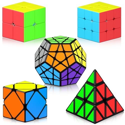 Vdealen Speed Cube Set, Speed Cube von 2x2 3x3 Pyramide Skewb Megaminx Speed Cube Original, Sticker Magic Cube Cube Puzzle, Geschenk für Kinder Teenager Erwachsene von Vdealen