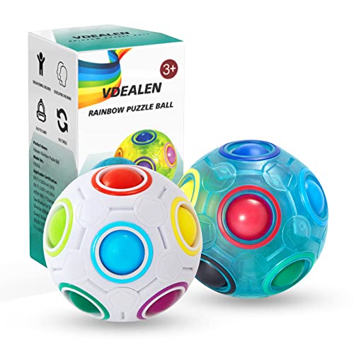 Vdealen Magischer Regenbogen-Puzzleball, Fidget Ball Puzzle Spiel Spaß Stressabbau Magic Ball Denksport Ball Spielzeug, Blau und Weiß von Vdealen