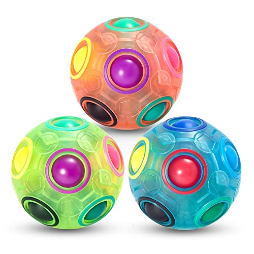 Vdealen Magischer Regenbogen-Puzzleball, Zappelball Puzzle Spiel Spaß Stressabbau Magic Ball Denksportaufgaben Zappeln Spielzeug (Rosa & Grün & Blau) von Vdealen