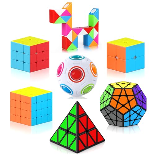 Vdealen Speed Cube Set, Speed Cube von 2x2 3x3 4x4 Pyramide Megaminx Magic Snake Speed Cube Original, Magic Cube Cube Puzzle, Geschenk für Kinder Teenager Erwachsene(7er Pack) von Vdealen