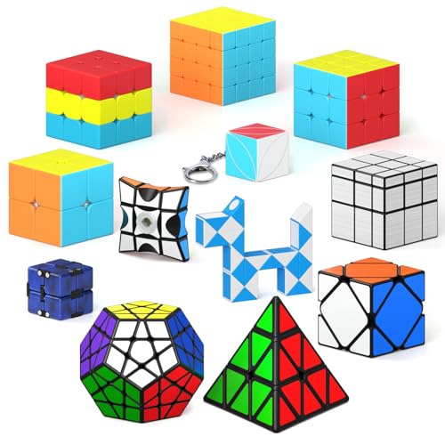 Vdealen Zauberwürfel Set, Speed Cube von 2x2 3x3 4x4 Pyramide Megaminx Skewb Infinity Mirror Zauberwürfel Original, Magic Cube Würfel Puzzle Geschenk für Kinder und Erwachsene(12er Pack) von Vdealen