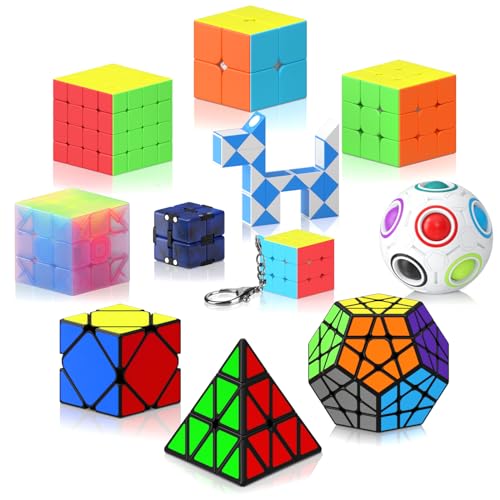 Vdealen Zauberwürfel Set, Speed Cube von 2x2 3x3 4x4 Pyramide Megaminx Skewb Infinity Snake Zauberwürfel Original, Magic Cube Würfel Puzzle, Geschenk für Kinder Teenager Erwachsene(11er Pack) von Vdealen