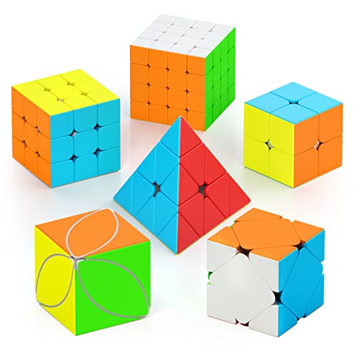 Vdealen Zauberwürfel Set, Speed Cube von 2x2 3x3 4x4 Pyramide Skewb Ivy Zauberwürfel Original, Stickerless Magic Cube Würfel Puzzle, Geschenk für Kinder Teenager Erwachsene von Vdealen