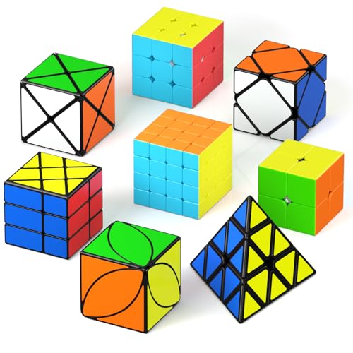 Vdealen Speed Cube Set, Speed Cube von 2x2 3x3 4x4 Skewb Pyramide Ivy Dino Magic Cube, Magic Cube Cube Puzzle, Geschenk für Kinder Teenager Erwachsene(8er Pack) von Vdealen