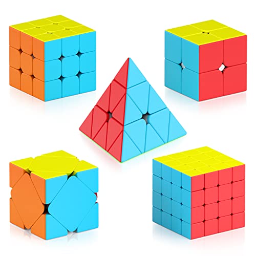 Vdealen Speed Cube Set, Speed Cube von 2x2 3x3 4x4 Skewb Pyramide Speed Cube Original, Stickerless Magic Cube Cube Puzzle, Geschenk für Kinder Teenager Erwachsene von Vdealen