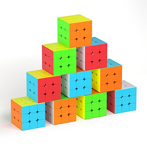 Vdealen Speed Cube Set Full Size 3x3 Speed Cube, 2.2 Zoll Stickerless Magic Cube für Anfänger und Fortgeschrittene, Party Puzzle Geschenk für Kinder Teenager Erwachsene(10er Pack) von Vdealen