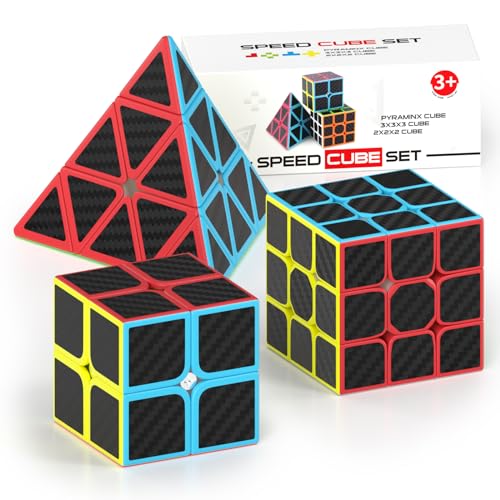 Vdealen Speed Cube Set Speed Cube von 2x2 3x3 Pyramide Speed Cube Original, Kohlefaser-Aufkleber Magic Cube für Anfänger und Fortgeschrittene, Geschenk für Kinder Teenager Erwachsene von Vdealen
