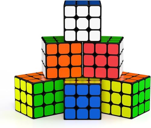 Vdealen Zauberwürfel Set Speed Cube von 3x3 Zauberwürfel Original 6er Pack, Magic Cube Würfel Puzzle, Party Puzzle Geschenk für Kinder Teenager Erwachsene(Sticker) von Vdealen