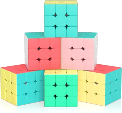 Vdealen Zauberwürfel Set Speed Cube von 3x3 Zauberwürfel Original 6er Pack, Magic Cube Würfel Puzzle, Party Puzzle Geschenk für Kinder Teenager Erwachsene(Macaron) von Vdealen