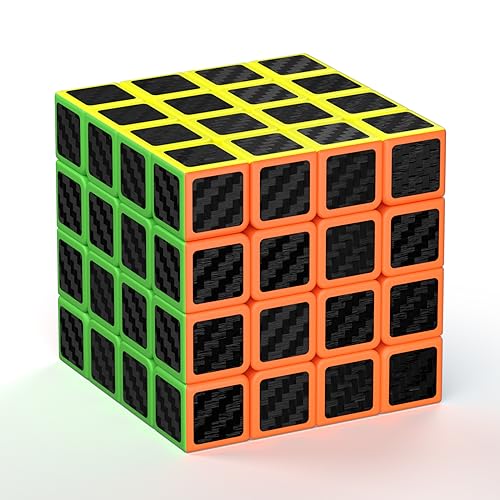Vdealen Zauberwürfel Speed Cube von 4x4 Zauberwürfel Original, Kohlefaser-Aufkleber Magic Cube für Anfänger und Fortgeschrittene, Geschenk für Kinder Teenager Erwachsene von Vdealen