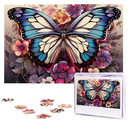 Personalisiertes Holzpuzzle 1000 Teile Puzzle Paar Puzzle Familie Puzzle Schmetterling Blumenbild Puzzle Fotopuzzle für Erwachsene Geburtstag Hochzeit 75 x 50 cm von VducK