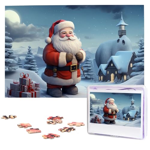 Personalisiertes Holzpuzzle 1000 Teile Puzzle Paar Puzzle Familie Puzzle Weihnachten Winter Weihnachtsmann Bildpuzzle Fotopuzzle für Erwachsene Geburtstag Hochzeit 75 x 50 cm von VducK