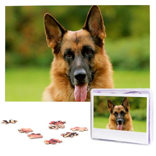 Personalisiertes Holzpuzzle 1000 Teile Puzzle Paar Puzzle Familienpuzzle Deutscher Schäferhund Bilderpuzzle Fotopuzzle für Erwachsene Geburtstag Hochzeit 75 x 50 cm von VducK