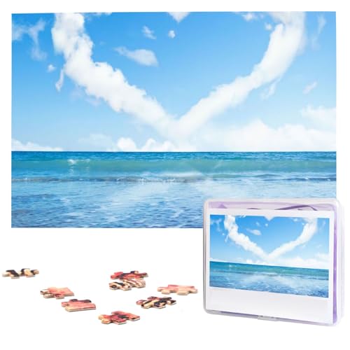 Personalisiertes Holzpuzzle 1000 Teile Puzzle Paar Puzzle Familienpuzzle Herzform Strand Bildpuzzle Fotopuzzle für Erwachsene Geburtstag Hochzeit 75 x 50 cm von VducK