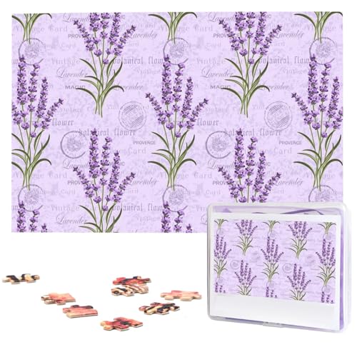 Personalisiertes Holzpuzzle 1000 Teile Puzzle Paar Puzzle Familienpuzzle Lavendel Stempel Bildpuzzle Fotopuzzle für Erwachsene Geburtstag Hochzeit 75 x 50 cm von VducK