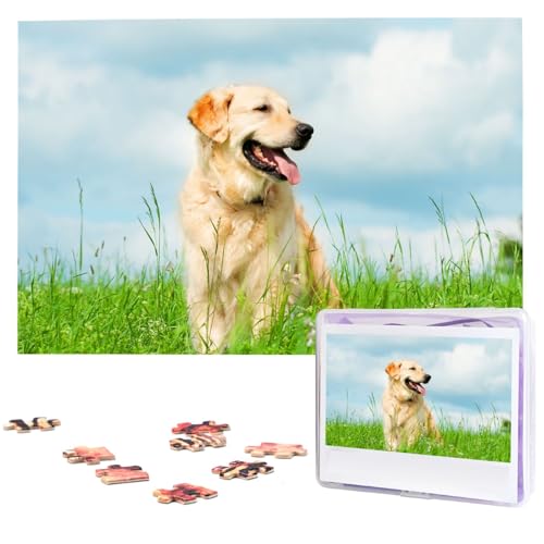 Personalisiertes Holzpuzzle 1000 Teile Puzzle Paar Puzzle Familienpuzzle Niedlicher Labrador Hund Bilderpuzzle Fotopuzzle für Erwachsene Geburtstag Hochzeit 75 x 50 cm von VducK