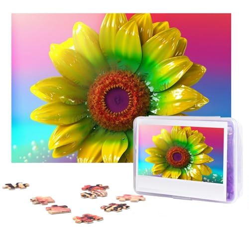 Puzzle, 300 Teile, für Erwachsene, buntes 3D-Sonnenblumen-Puzzle, cooles Tier-Weihnachtspuzzle, Geschenk, Puzzle für Familie, Größe 38 x 26 cm von VducK