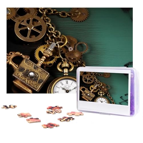 Puzzle 300 Teile für Erwachsene, Steampunk-Uhren, Schlüssel und Ketten, Puzzle, cooles Tier-Weihnachtspuzzle, Geschenk, Puzzle für Familie, Größe 38 x 26 cm von VducK