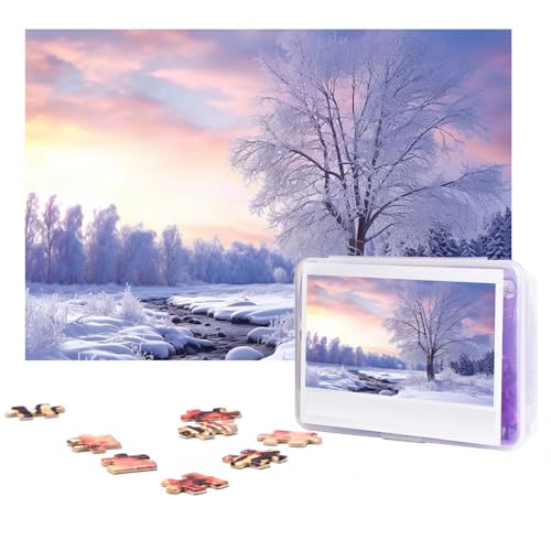 Puzzle 300 Teile für Erwachsene, Winterlandschaft, Puzzle, cooles Tier-Weihnachtspuzzle, Geschenk, Puzzle für Familie, Größe 38 x 26 cm von VducK