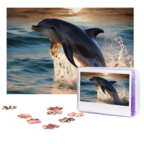 Puzzle 300 Teile für Erwachsene, schönes Delfin-Puzzle, cooles Tier-Weihnachtspuzzle, Geschenk, Puzzle für Familie, Größe 38 x 26 cm von VducK