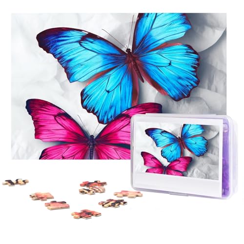 Puzzle 300 Teile für Erwachsene Blau und Rosa Schmetterlinge Jigsaw Puzzle Cool Tier Weihnachten Puzzle Geschenk Puzzle für Familie Größe 38 X 26 cm von VducK
