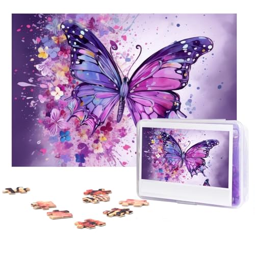 Puzzle 300 Teile für Erwachsene Schöne Lila Schmetterling Kunst Puzzle Cool Tier Weihnachten Puzzle Geschenk Puzzle Für Familie Größe 38 X 26 cm von VducK