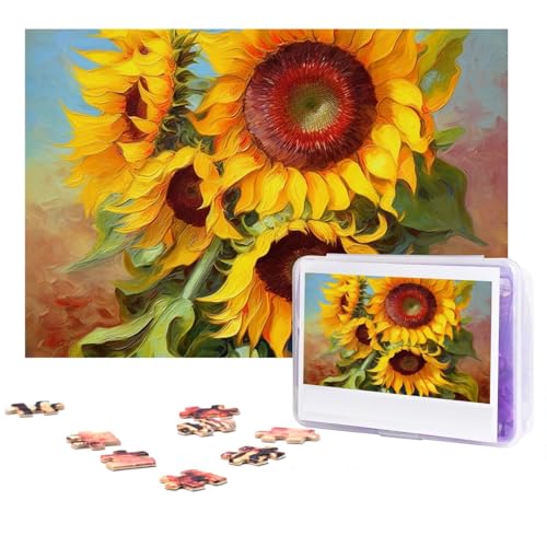 Puzzle 300 Teile für Erwachsene Schöne Sonnenblume Ölgemälde Jigsaw Puzzle Cool Tier Weihnachten Puzzle Geschenk Puzzle Für Familie Größe 38 X 26 cm von VducK