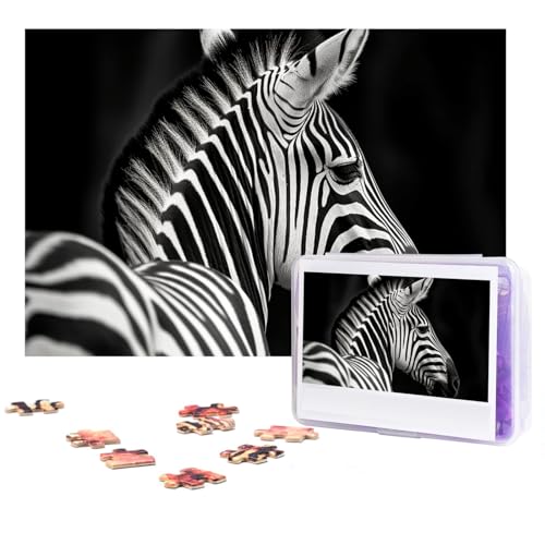 Puzzle 300 Teile für Erwachsene Schwarz & Weiß Zebra Jigsaw Puzzle Cool Tier Weihnachten Puzzle Geschenk Puzzle Für Familie Größe 38 X 26 cm von VducK