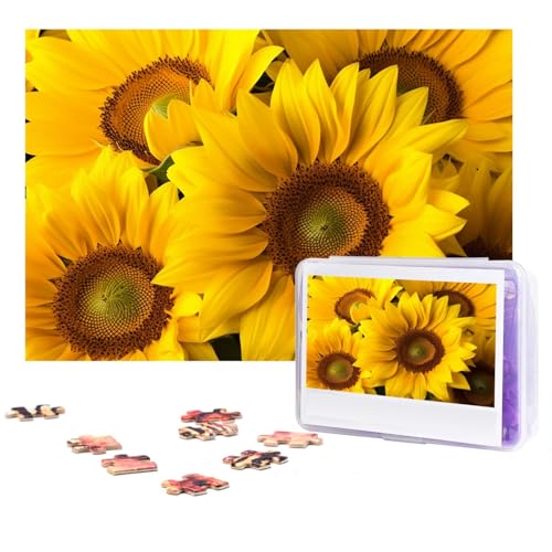 Puzzle 300 Teile für Erwachsene Sonnenblumen Gelbe Blumen Puzzle Cooles Tier Weihnachtspuzzle Geschenk Puzzle Für Familie Größe 38 X 26 cm von VducK