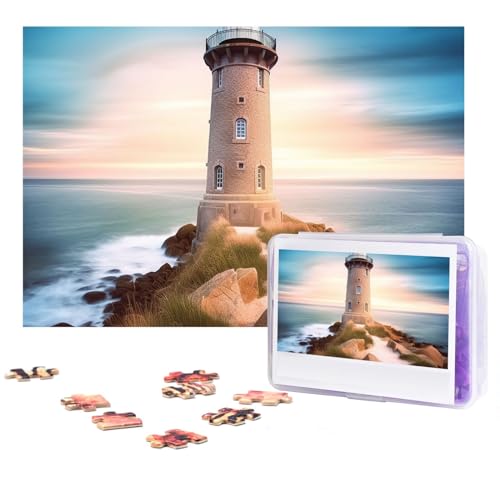 Puzzle 300 Teile für Erwachsene Strand Leuchtturm Jigsaw Puzzle Cooles Tier Weihnachtspuzzle Geschenk Puzzle für Familie Größe 38 X 26 cm von VducK