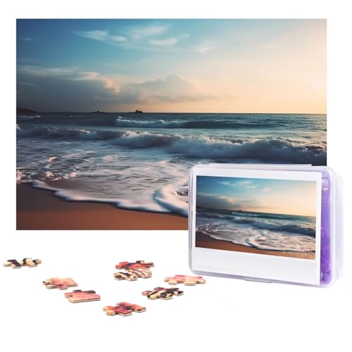 Puzzle 300 Teile für Erwachsene Strand in Sonnenuntergang Zeit Puzzle Cooles Tier Weihnachtspuzzle Geschenk Puzzle für Familie Größe 38 X 26 cm von VducK