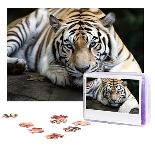 Puzzle 300 Teile für Erwachsene Tiger Liegen auf Felsen Puzzle Cooles Tier Weihnachtspuzzle Geschenk Puzzle für Familie Größe 38 X 26 cm von VducK